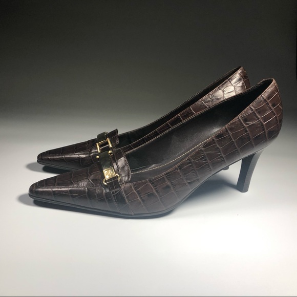 Lauren Ralph Lauren Brown Pump Alligator Print - Picture 3 of 8